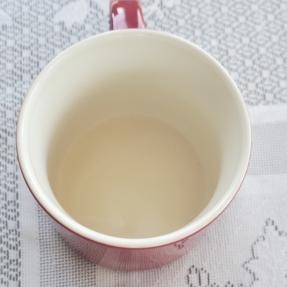 Starbucks 2012 Coffee Mug 14 oz Stackable Red Etch Embossed White Logo Large - Picture 4 of 7